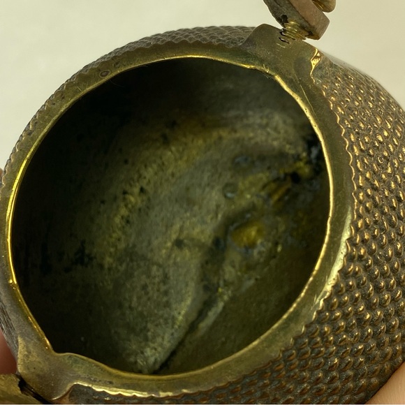 Japanese Style Mini Small Vintage Ornamental Solid Brass Teapot Made in Taiwan - Picture 6 of 11
